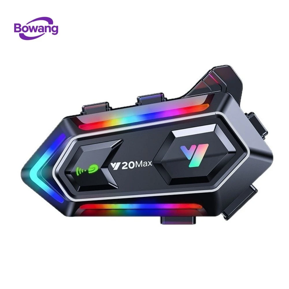 Waterproof Riding Helmet Intercom Headset RGB Light Noise Reduction Auto Answer