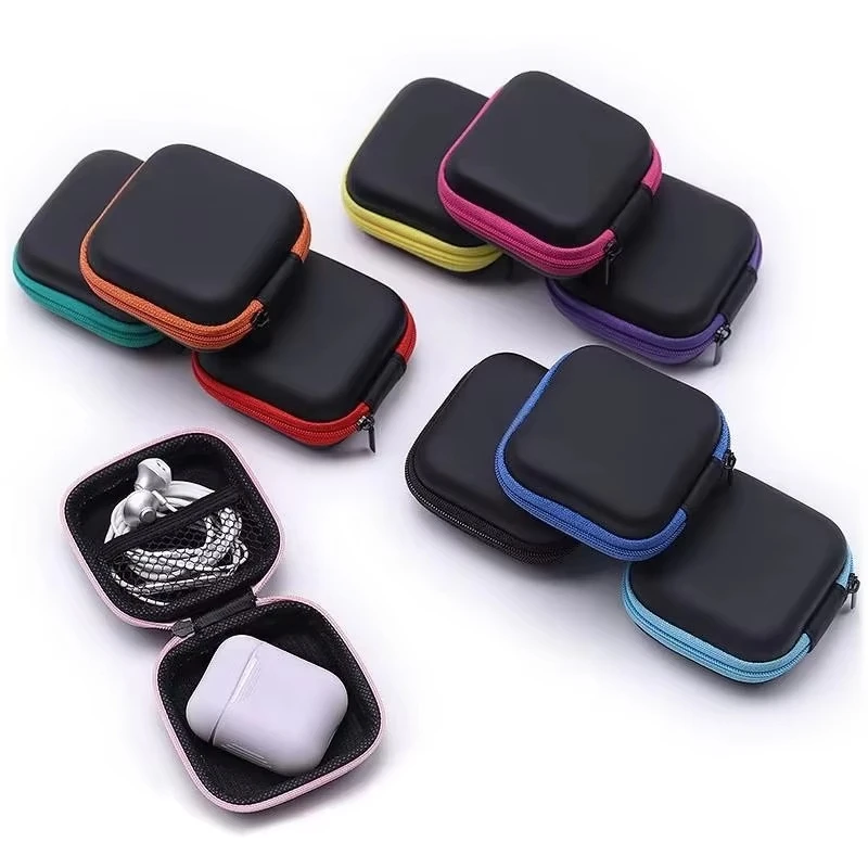 Waterproof Shockproof EVA Hard Case with Zipper Protective Storage Solution for Black Headphones and Earbuds Includes Cables