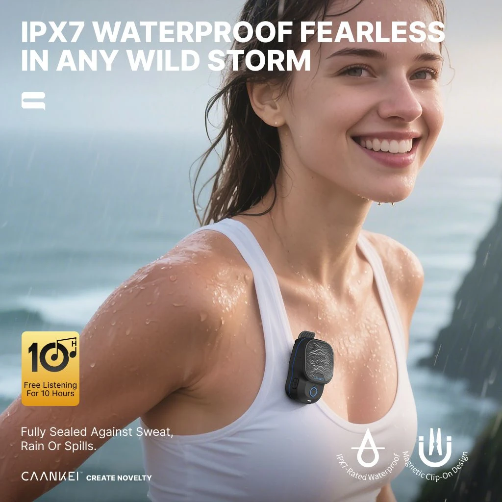 Wearable Bt Speaker, Noise-Canceling Mini Speaker, Outdoor Wireless Speaker, Suitable for Sports, Swimming and Fitness Activities.