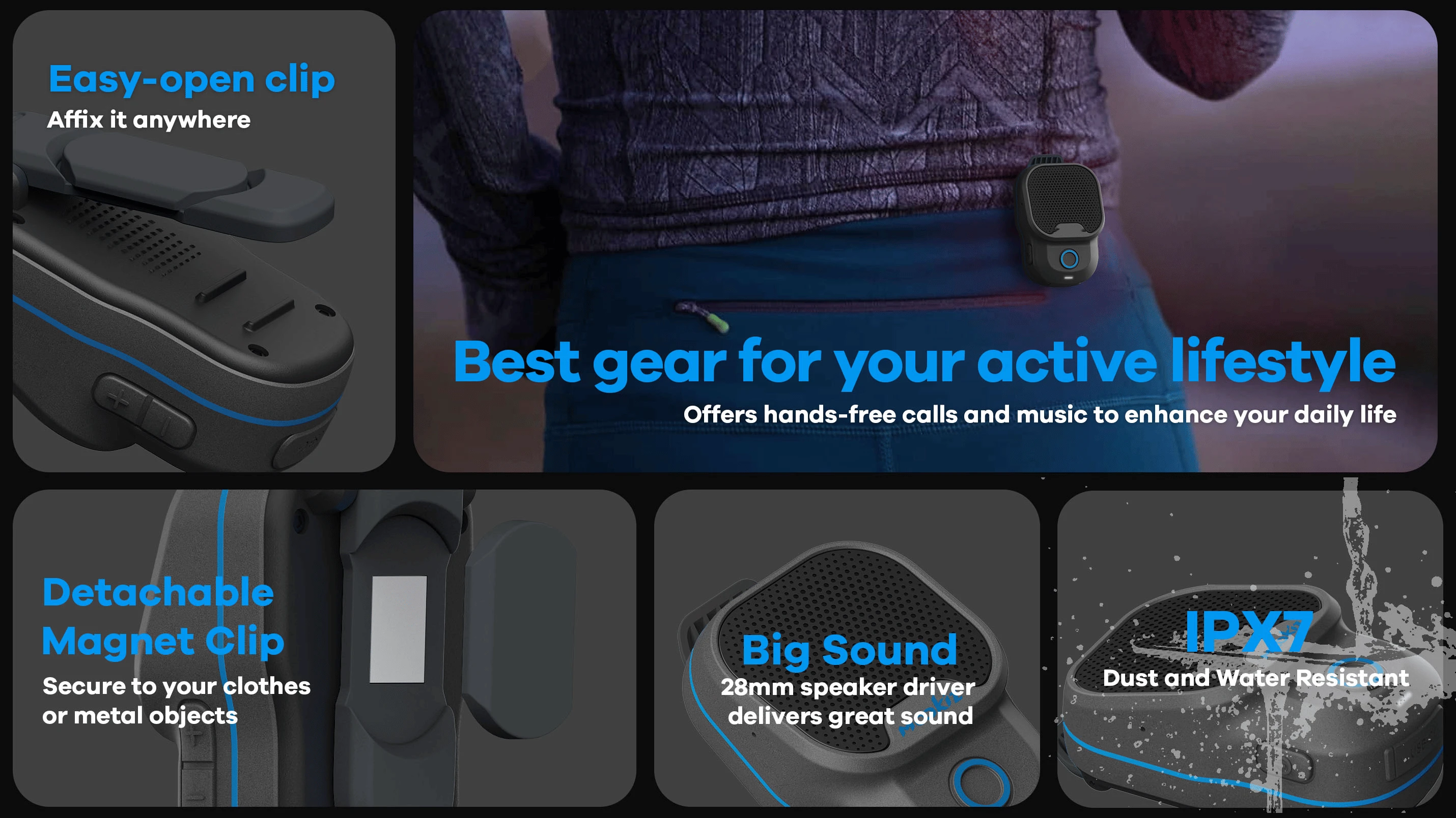 Wearable Speaker with Wireless Bluetooth Connection and Ai Voice Conduction Technology