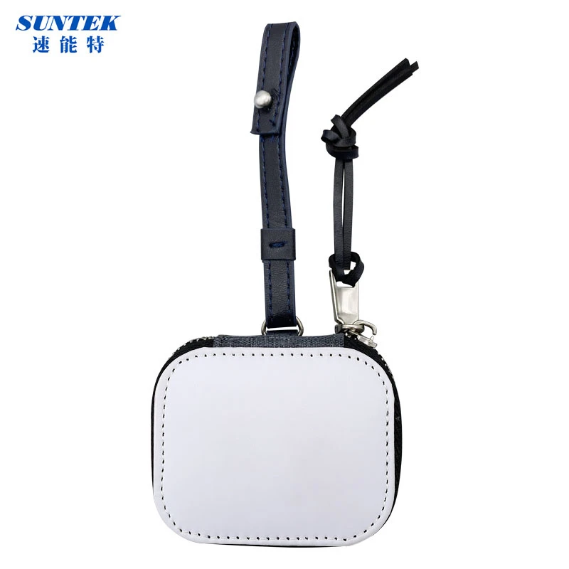 White and Gray Sublimation Leather Earphone Case