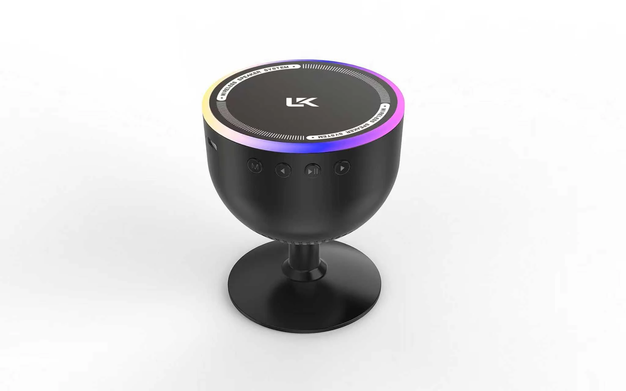 Wholesale 5W 4ω Bluetooth 5.3 Speaker 10m Connection Distance, 3.7V 500mAh Battery Support FM & LED Light, Black Portable Wireless Audio Device