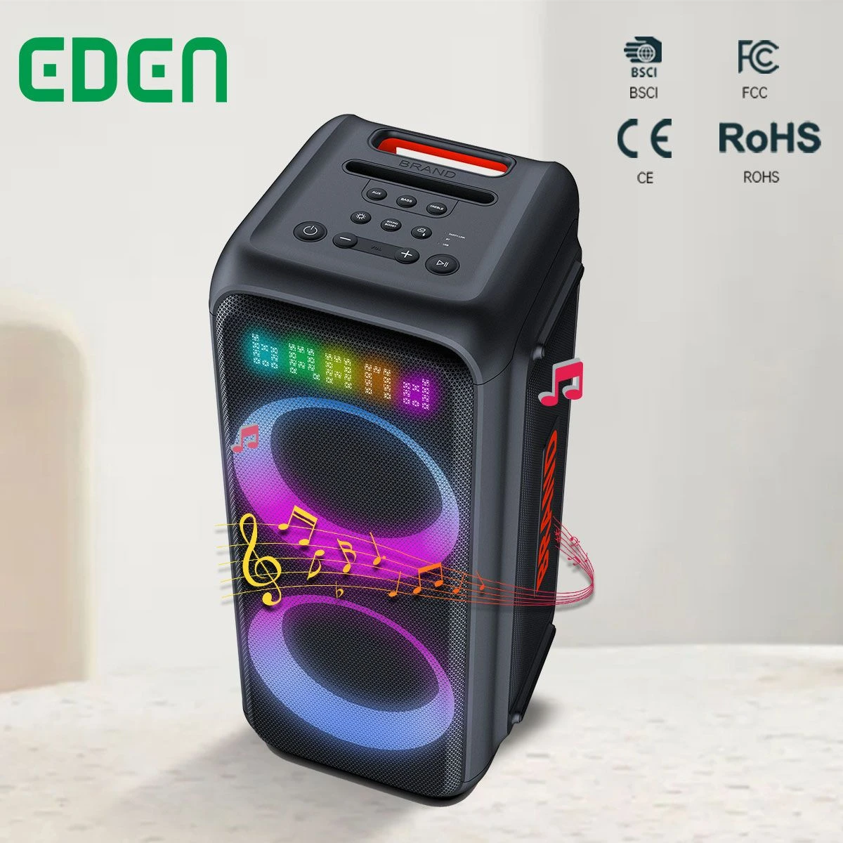 Wholesale Bluetooth Speaker High Power Dual 8 Inch Loudspeaker Box Subwoofer Sound Box LED Display Stereo Sound Waterproof Party Bluetooth Speaker