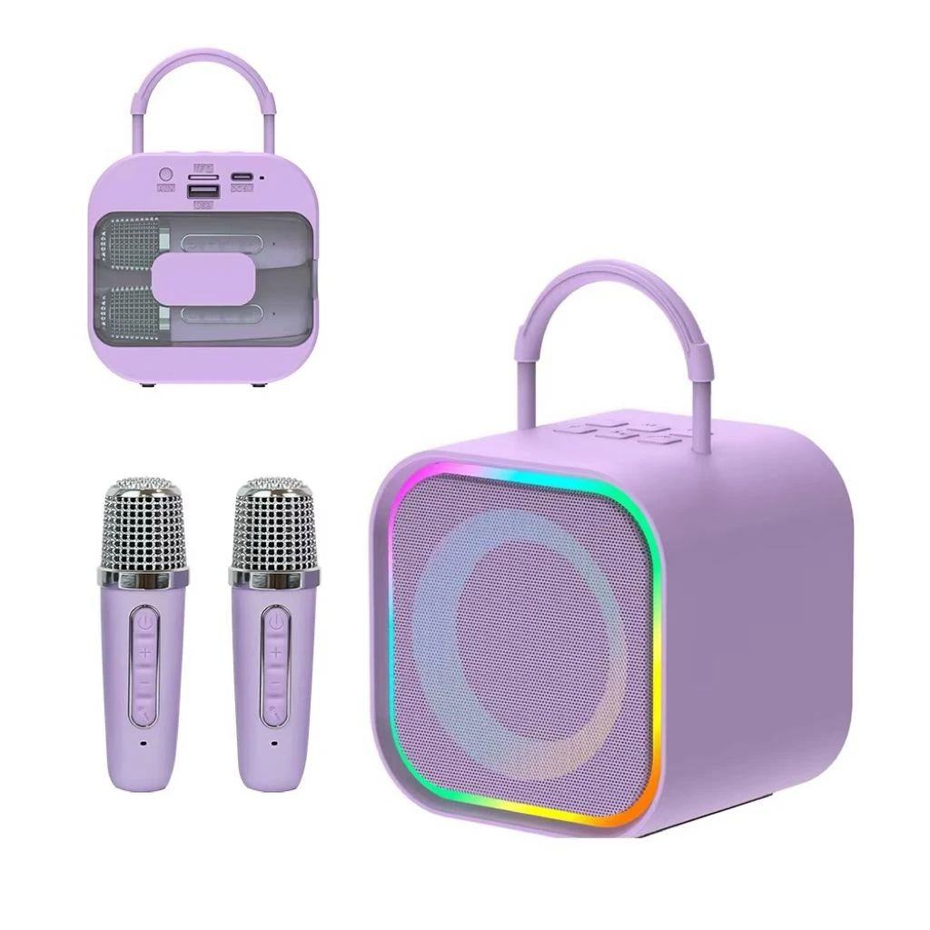 Wholesale High Quality Double Microphone K12 Speaker Mini Portable Wireless Indoor Karaoke Machine Speaker Karaoke Player Booth Speaker for Party for Kids