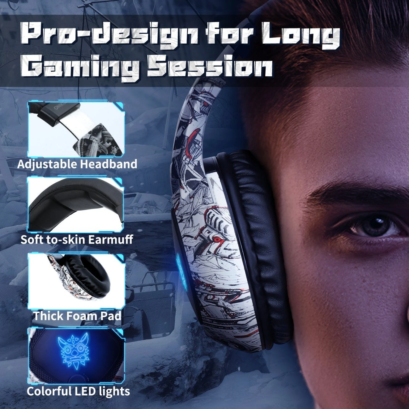 Wholesale High Quality Popular Headband Headset Computer for Microphone Language Surround Sounds Headphones Lab Wired Cable Noise Canceling Onikuma
