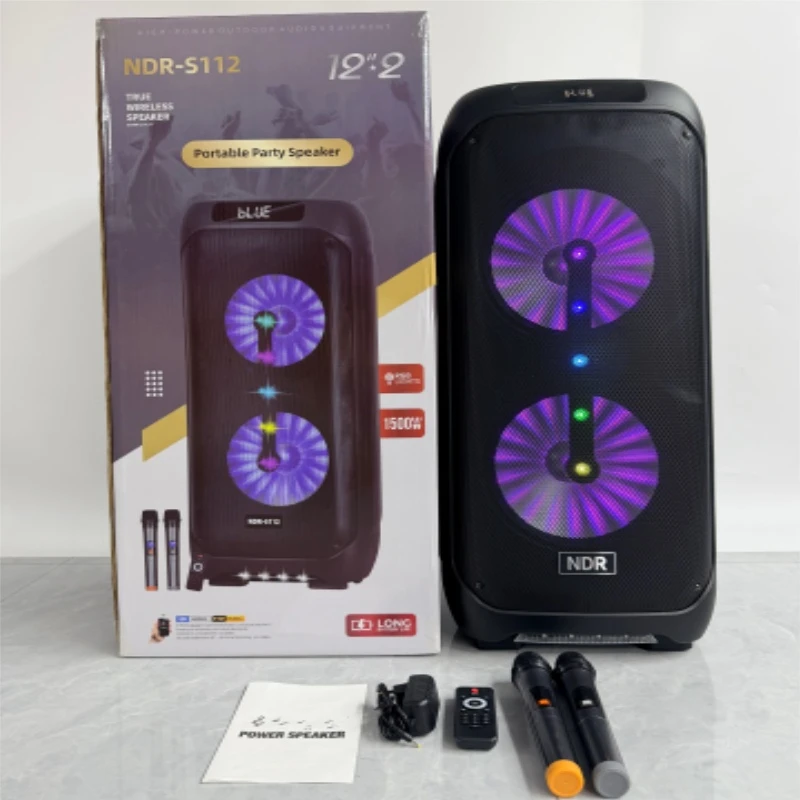 Wholesale Ndr Dual 12inch Subwoofer Wireless DJ Karaoke Sound Box Party Audio Portable Bluetooth Speaker