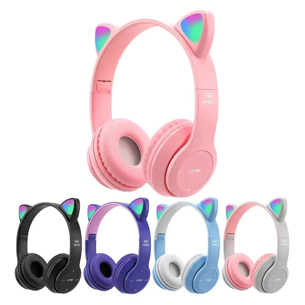 Wholesale P9 Wireless Headphones Bt Foldable Auriculares Earphones P47m Earphones P47 Headphone Cat Ears Headset
