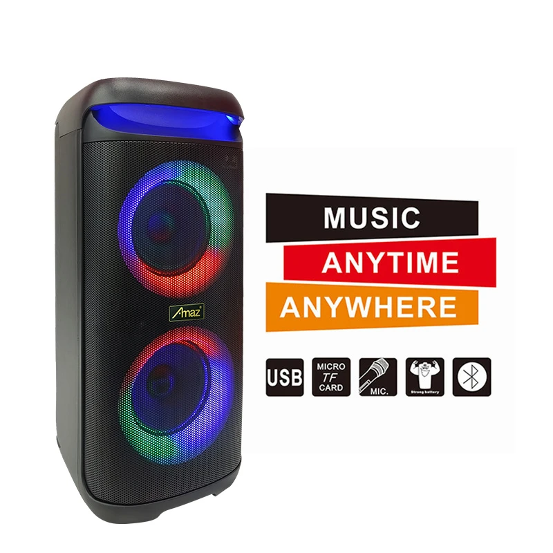 Wholesale Party Speaker Digital Echo for Karaoke Double 6.5 Inch with 6 Effects of LED Light