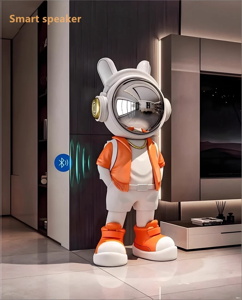 Wholesale Resin Astronaut Speaker with Moon Sculpture for Living Room Astronaut Statue Sculpture Smart Speaker Light for Living Room