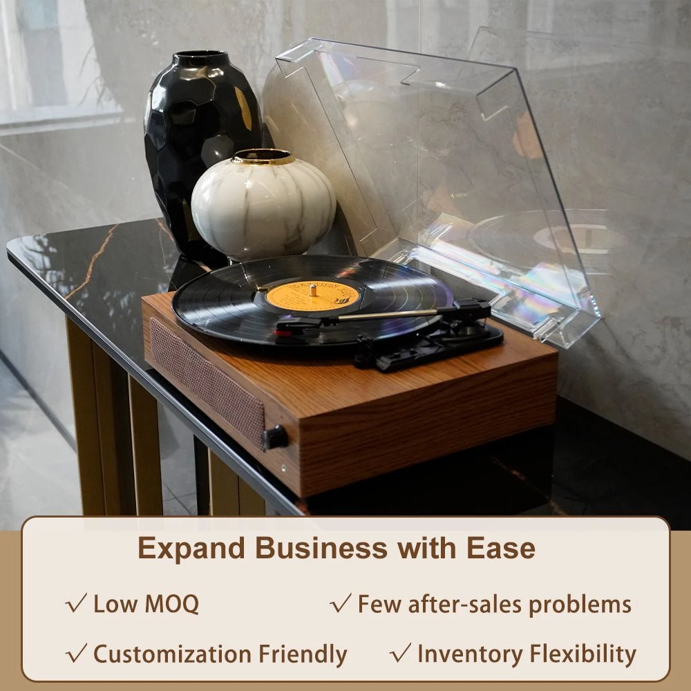 Wholesale Wooden Minimalist Retro Phonograph Wireless Connection Audio 5.0+ Bluetooth Speaker Vinyl Record Player Turntable Player