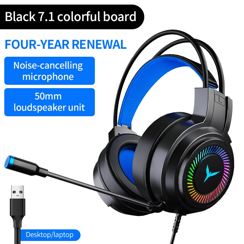 Wholesaler OEM 7.1 Surround Sound Over-Ear Wired Gaming Headset Headphone with Mic for Computer PC