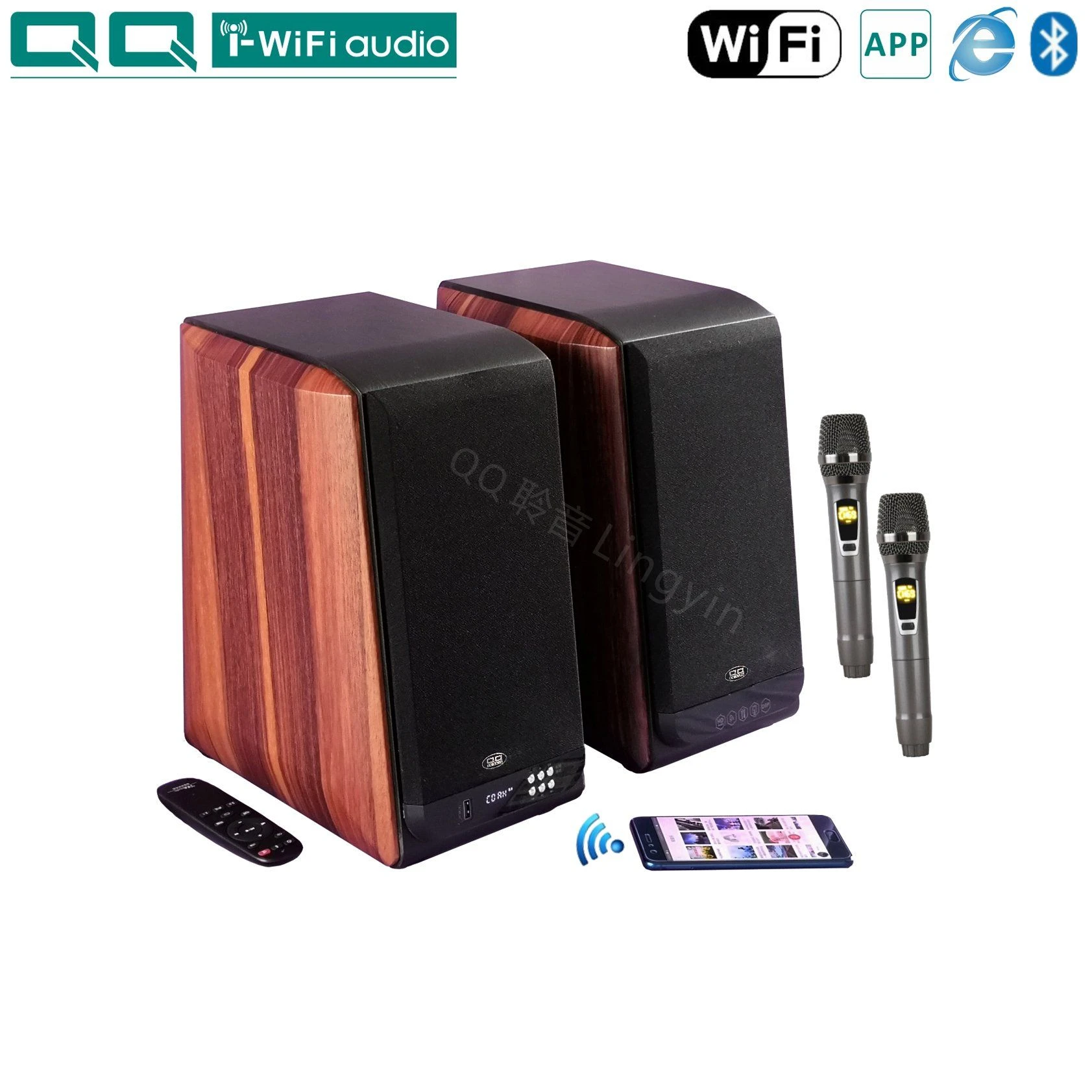 WiFi All-Purpose Multiroom Active Network HiFi TV Bookshelf Speaker Appcontrol Wireless U-Band Karaoke Microphone Lossless Music