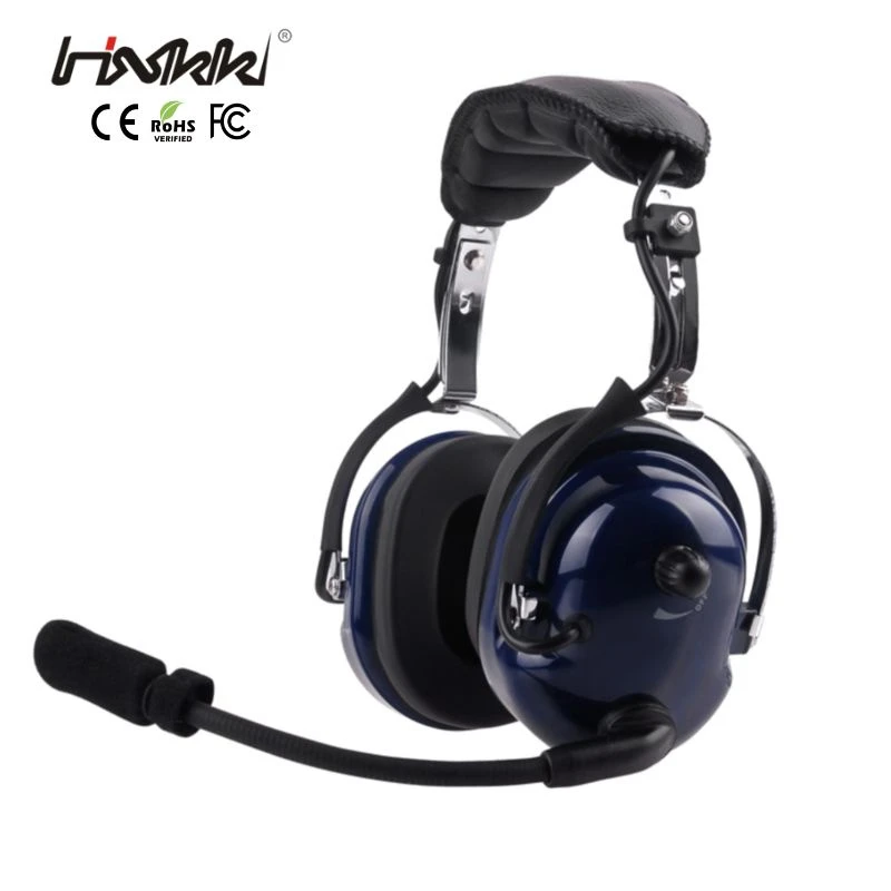 Wired Comfortable Aviation Headset Lightweight Pilot Headphone with Rotating Boom Mic for Communication