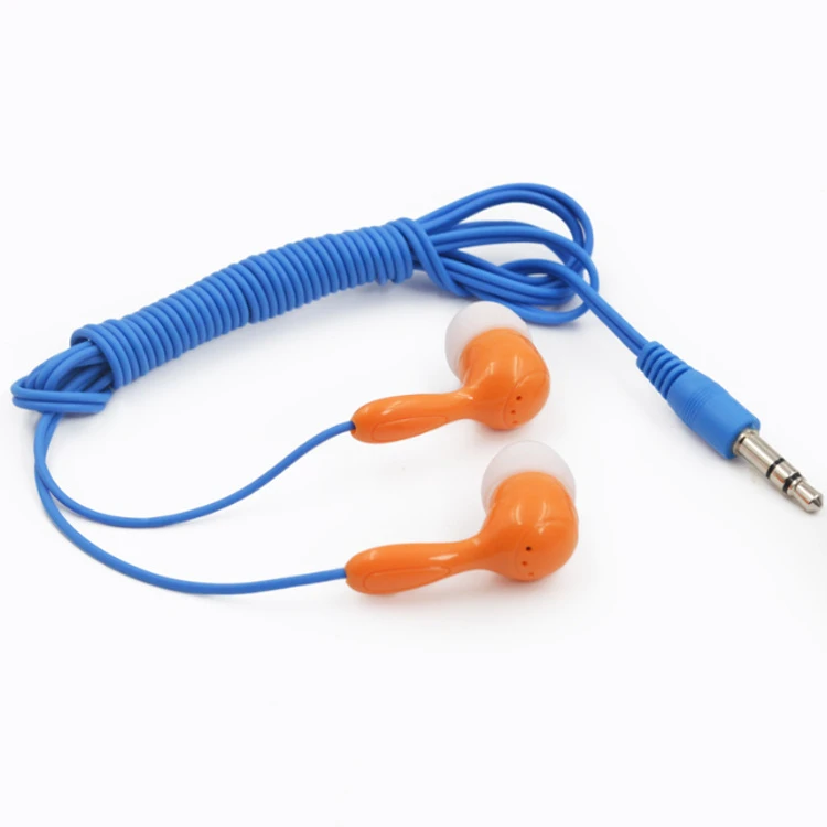 Wired Stereo Custom Color 3.5mm in-Ear Headphone Disposable Earphones Cheap Travel Earbuds