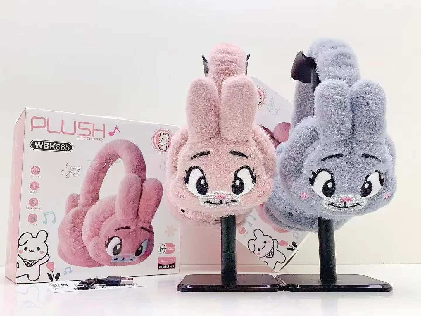 Wireless Bluetooth Headphones Creative Cartoon Full-Wrap Ear Plush Headband Bluetooth Headset Gift Wireless Children’s