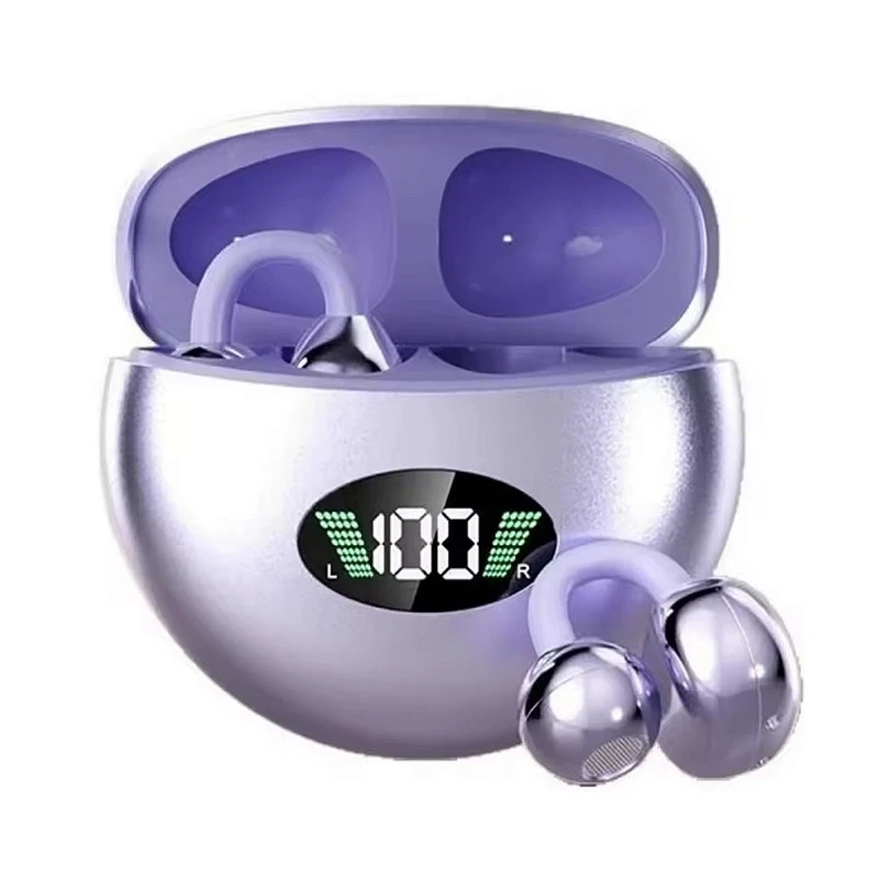 Wireless Clip-on Earphones Bluetooth Headset Noise Reduction Digital Display Long Battery Life High-Quality Game Sports