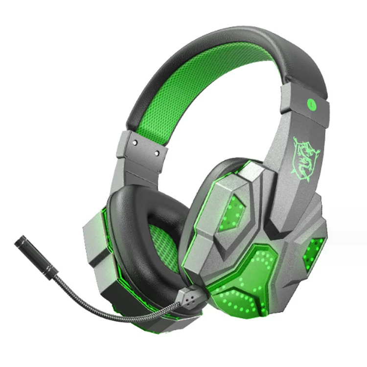 Wireless Game Headset Gamer Bluetooth Headphones with Detachable Noise Canceling Mic and RGB LED Light