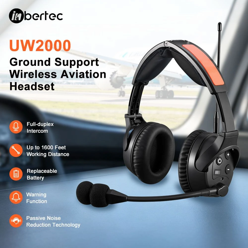 Wireless Ground Support Headset Full-Duplex Pushback Maintenance De-Icing with CE