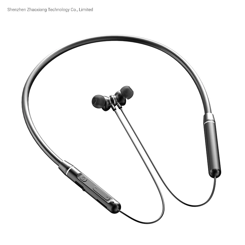 Wireless Hanging Neck Metal Sports Earphone Bluetooth 5.0 Stereo Magnetic Headphone with Microphone Sweat Proof