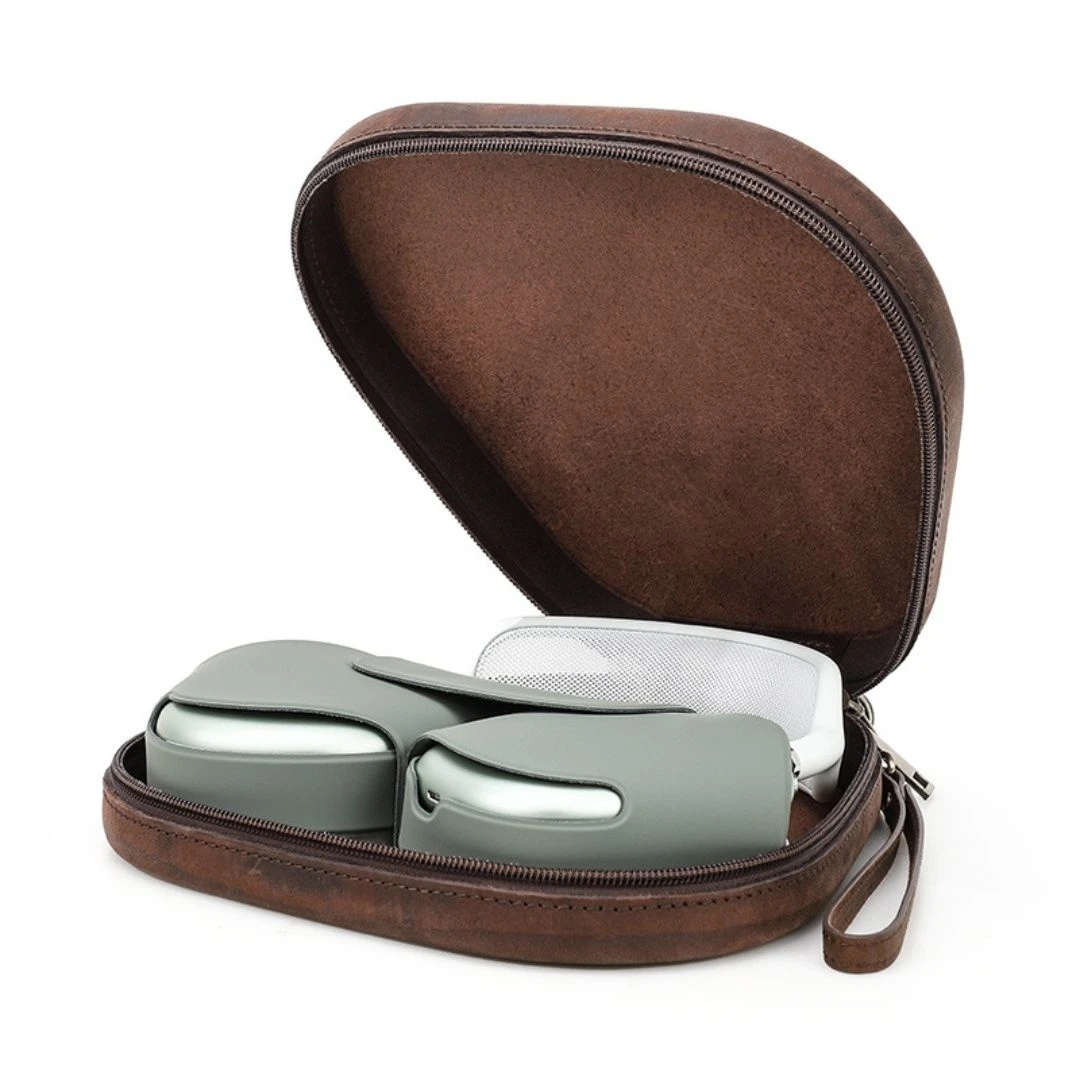 Wireless Headphone Storage Bag Travel Portable Headphones Bag Genuine Leather Headset Case