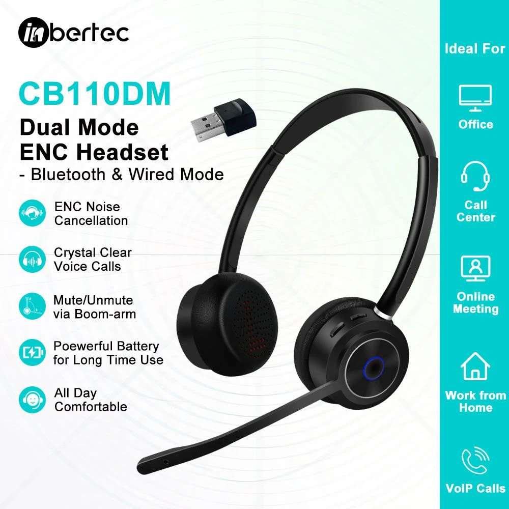 Wireless Headphones Bluetooth Headset Noise Canceling Over Ear with Microphone