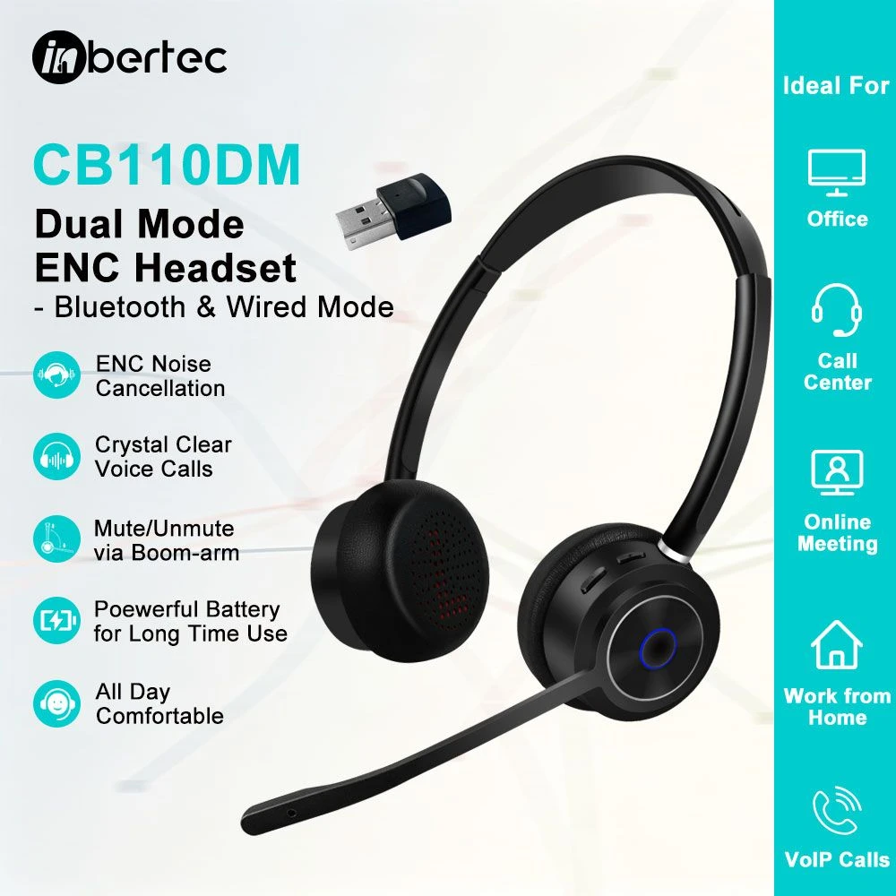 Wireless Headset with Premium Sillicone for Call Center