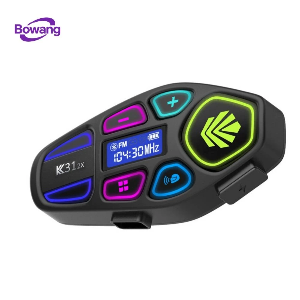 Wireless Motorcycle Helmet Intercom Headset with LCD Screen FM Radio