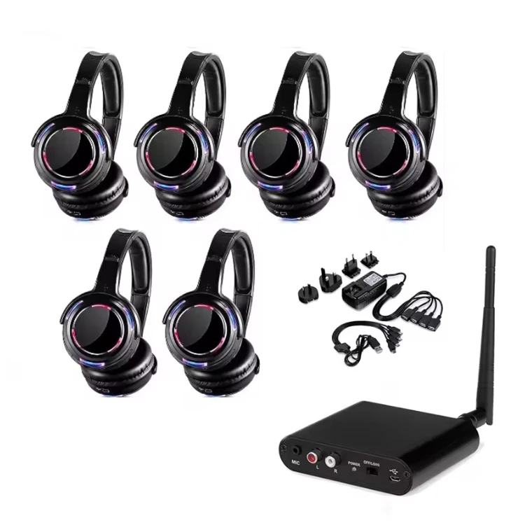 Wireless Silent Disco Headphone and Transmitter Multi-Channel Headset for Silent Disco Party