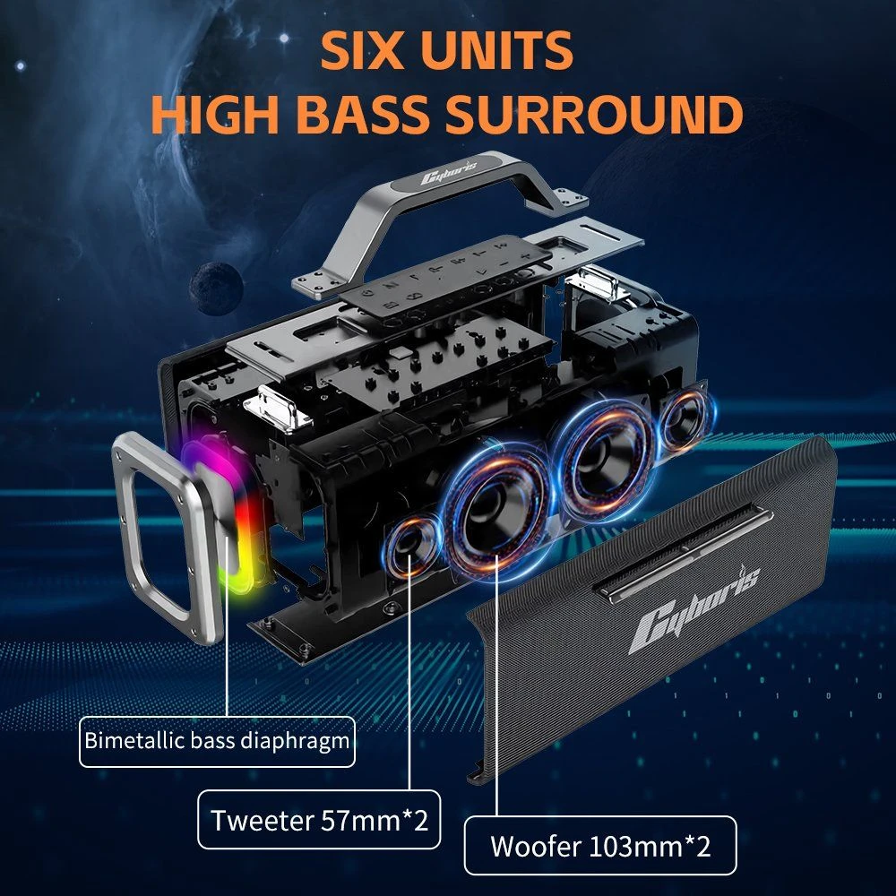 X12 Powerful 200W Bluetooth Speaker with Ipx7 Waterproof Design, 3. HiFi Bluetooth Boombox with TF Card
