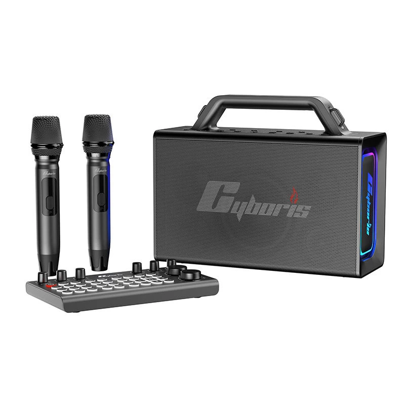 X21 Professional 2o0w Portable Karaoke Dynamic RGB Light Speaker with 2 UHF Microphones