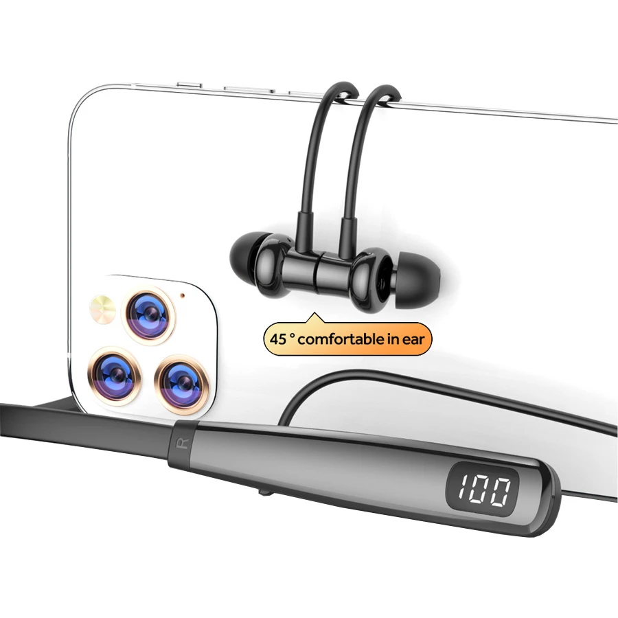 Y10 Wireless Headset LED Display Earbuds Ear Hook Bt5.3 Neckband Earphones Sport Headphones Noise Canceling Earphone