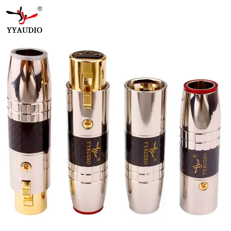 YYAUDIO 3 Pins XLR Connector Plug Jack Male and Female Metal Shell Copper Plated Gold Socket