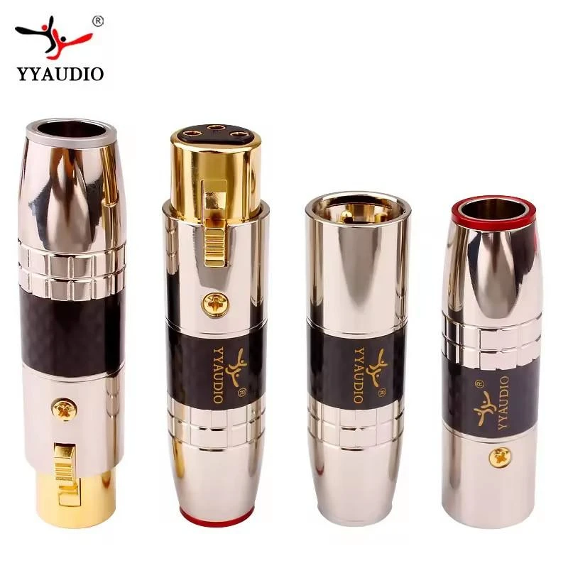 YYAUDIO A1 HiFi Audio 3Pin Male & Female Gold Plated Carbon Fiber XLR Connectors Balance Plugs 11MM