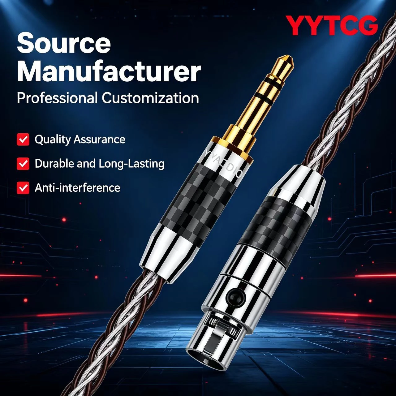 YYAUDIO A2 3.5mm to Mini XLR Female HiFi Stereo Cable with Gold Plated Joint and Carbon Fiber Shell for Mobile HiFi System