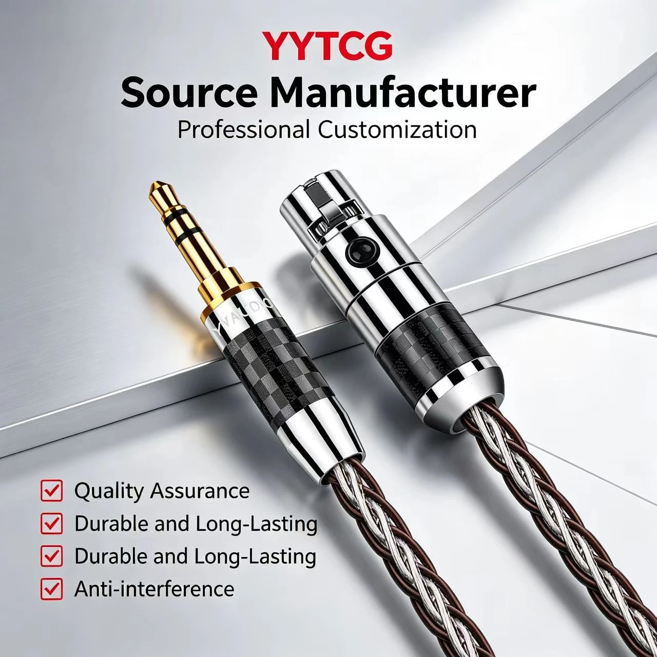 YYAUDIO A2 Series Mini XLR Female to 3.5mm Male Headphone Upgrade Cable with OCC Silver Plated Copper for Audiophile Studio