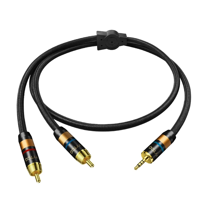 YYTCG 2.5mm Balanced to Dual RCA Hi-Fi Audio Cable OFC Conductors, Multi-Layer Shielding, Gold-Plated Connectors for Amplifiers, DACs & Portable Players