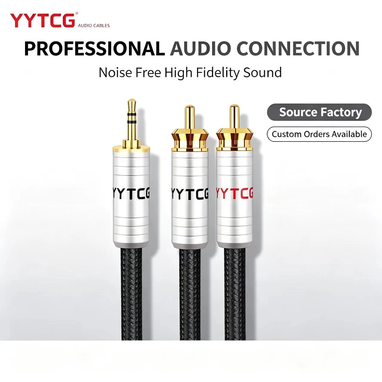 YYTCG 3.5mm C1 Male to Dual RCA Male Audio Cable Premium HiFi Stereo Cable for Home Theater Speaker and Amplifier System