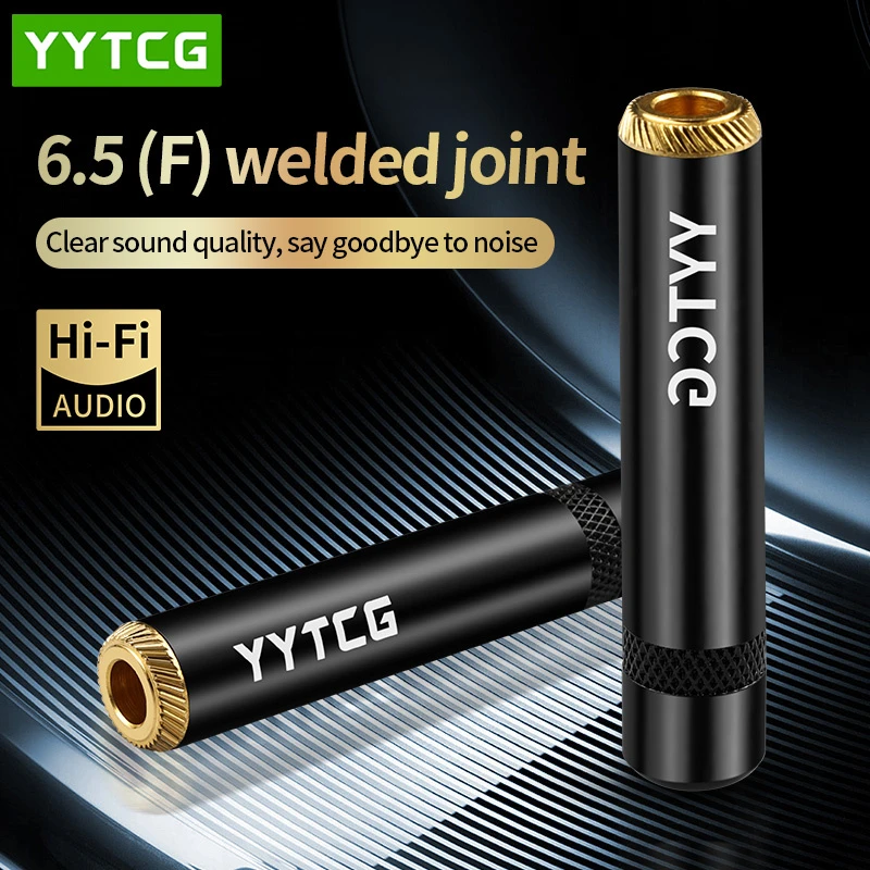 YYTCG 6.35mm Female TRS Jack Connector, Gold Plated Zinc Alloy Shell for Amplifiers, Mixers & Microphones Hi-Fi Audio Soldering Plug