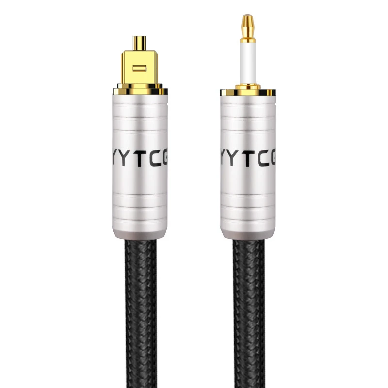 YYTCG Hi-Fi Digital Optical Audio Cable Toslink to 3.5mm SPDIF, Gold-Plated Connectors, 250Mbit/s Bandwidth for Home Theater, TV, Amplifier & Decoder
