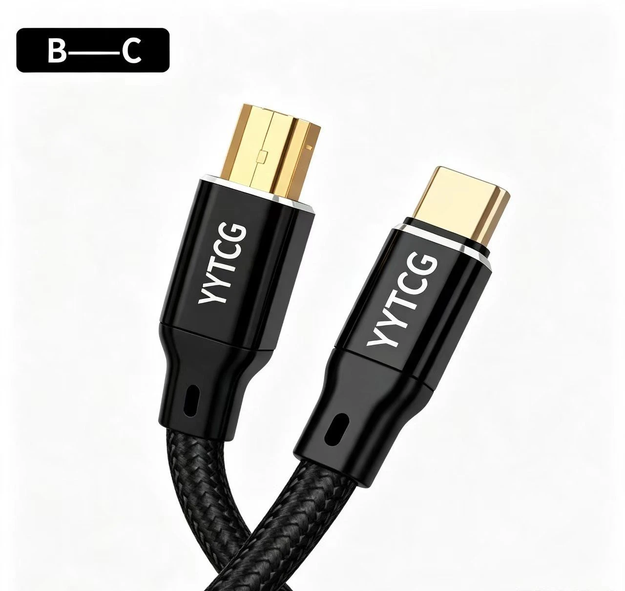 YYTCG HiFi USB B to USB C Interconnect Cable 6.5mm OCC Silver Plated Copper Tin Shielded for Audio Interface