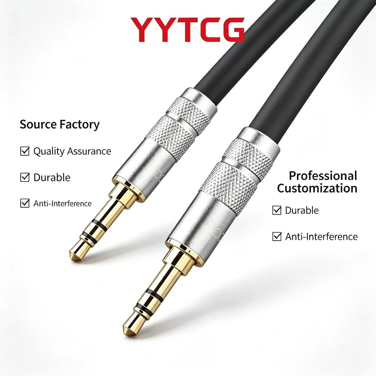 YYTCG High Purity Copper 3.5mm TRS to TRS Balanced Audio Patch Cable with Encrypted Woven Shielding for Mixer Headphone Laptop