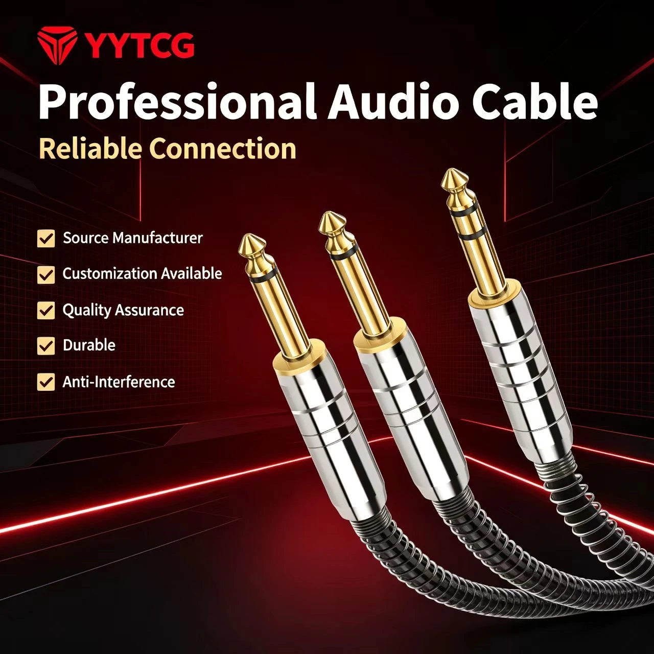 YYTCG Pro Custom Series 1/4 Inch Stereo TRS to Dual TS Male Interconnect for Keyboard