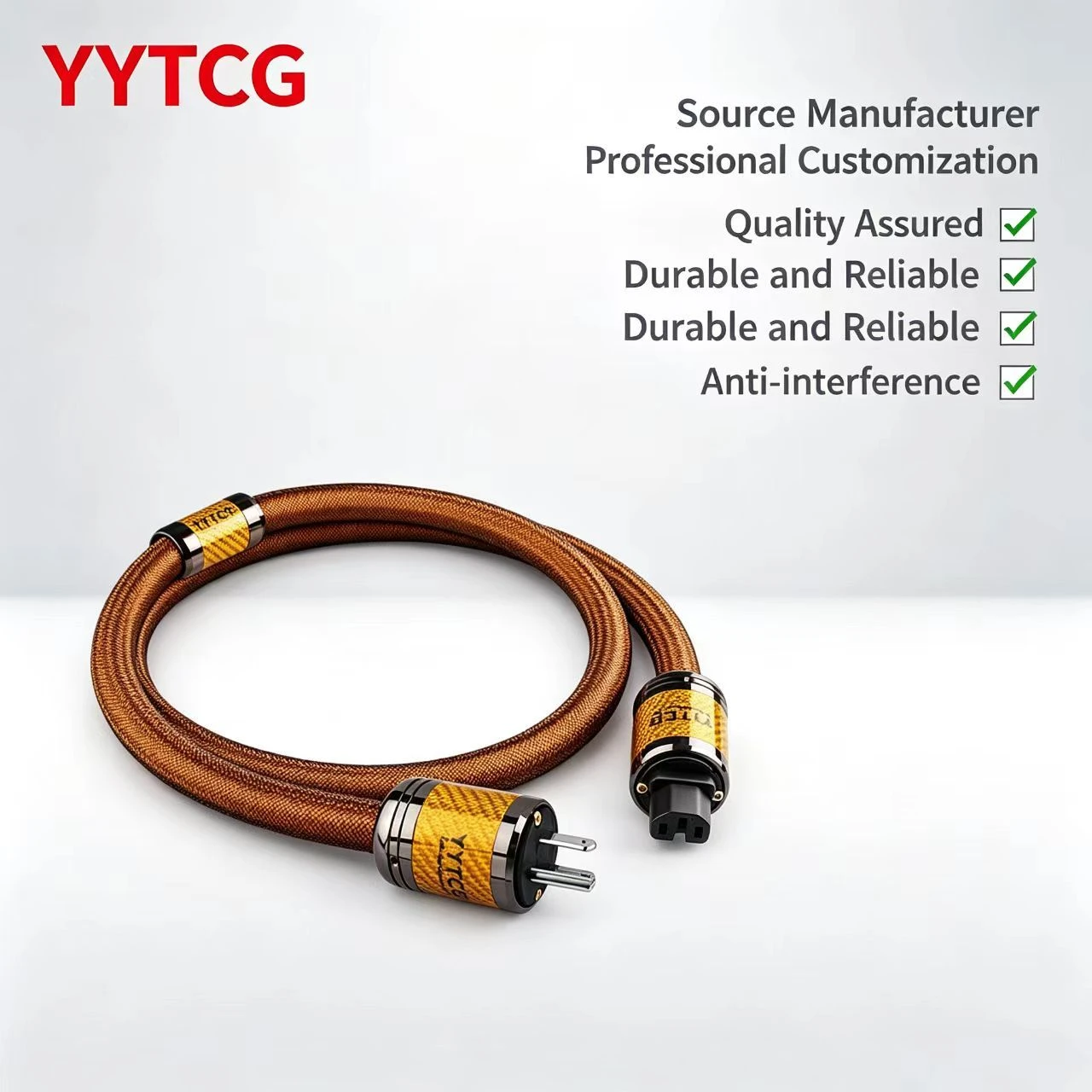 YYTCG T5 3 Core OCC Silver Plated Low Distortion Power Cable with American Standard Plug for Turntable Preamp and Headphone Amp