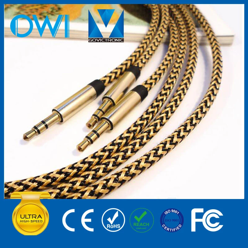 Yellow Hemp Knitting 3.5mm to 3.5mm Audio Cable