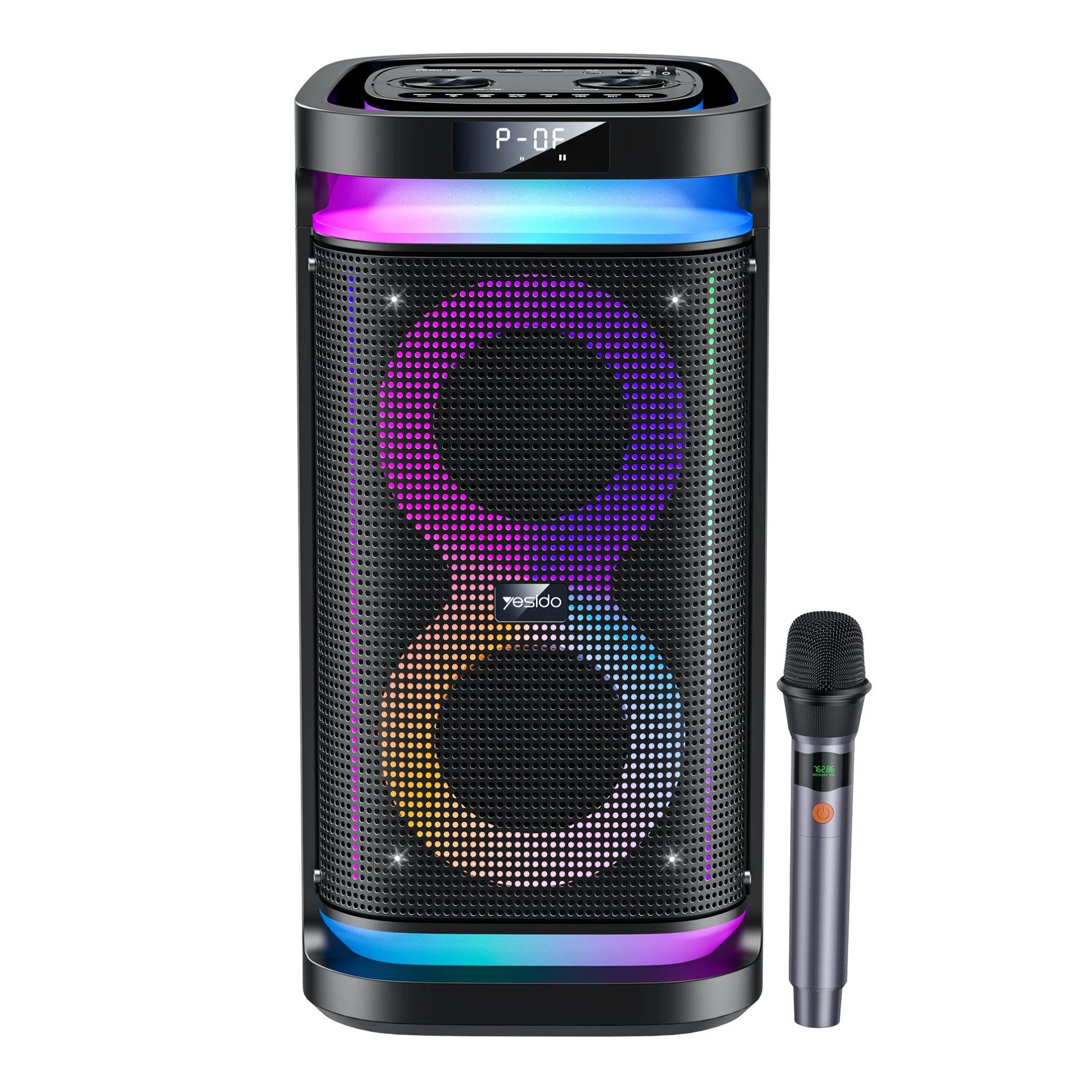 Yesido Ysw29 Outdoor Digital Bluetooth-Compatible Speaker Ambient Light Karaoke System with Microphone