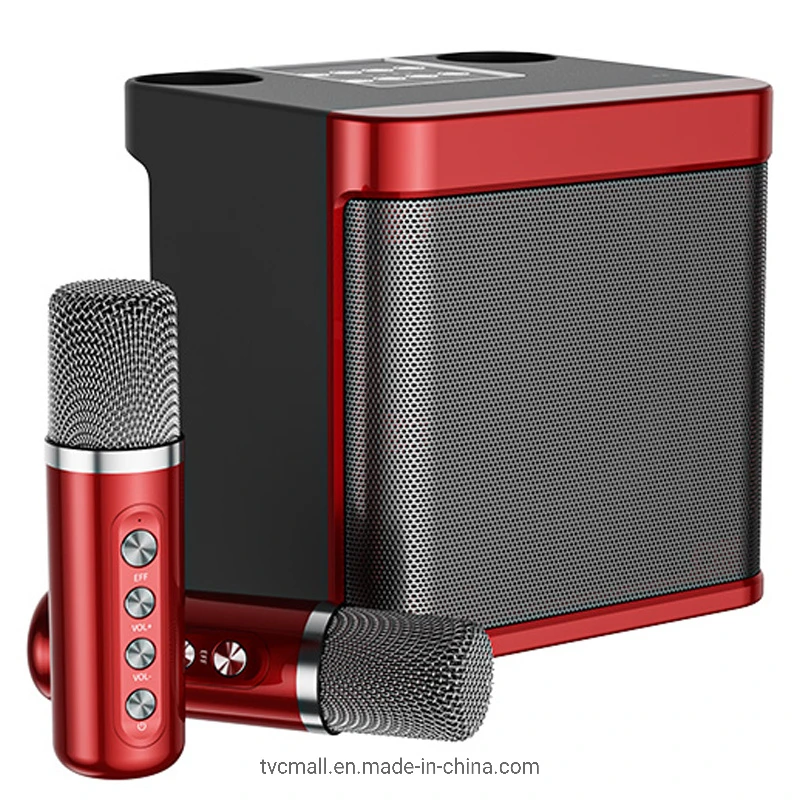 Ys-203 Portable K Song Bluetooth Soundbox Speaker Wireless Microphone Set Outdoor Family Party Singing Song Subwoofer – Red