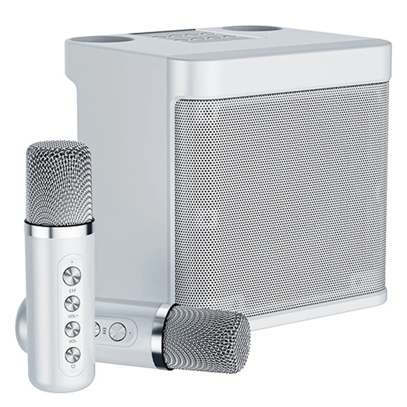 Ys-203 Portable K Song Bluetooth Soundbox Speaker Wireless Microphone Set Outdoor Family Party Singing Song Subwoofer – White