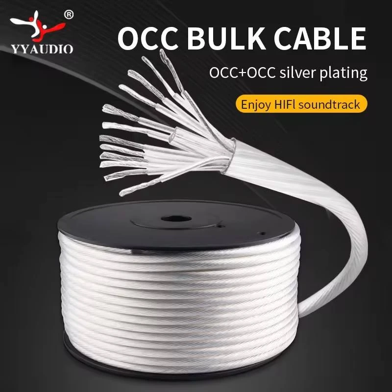 Yyaudio HiFi Audio Speaker Cable 4n OFC Silver Plated Banana Plug Home Theater Braided Shielded