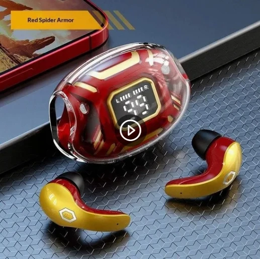 Zy-T05 Warshell Transparent Digital Display Wireless Bluetooth Earphones