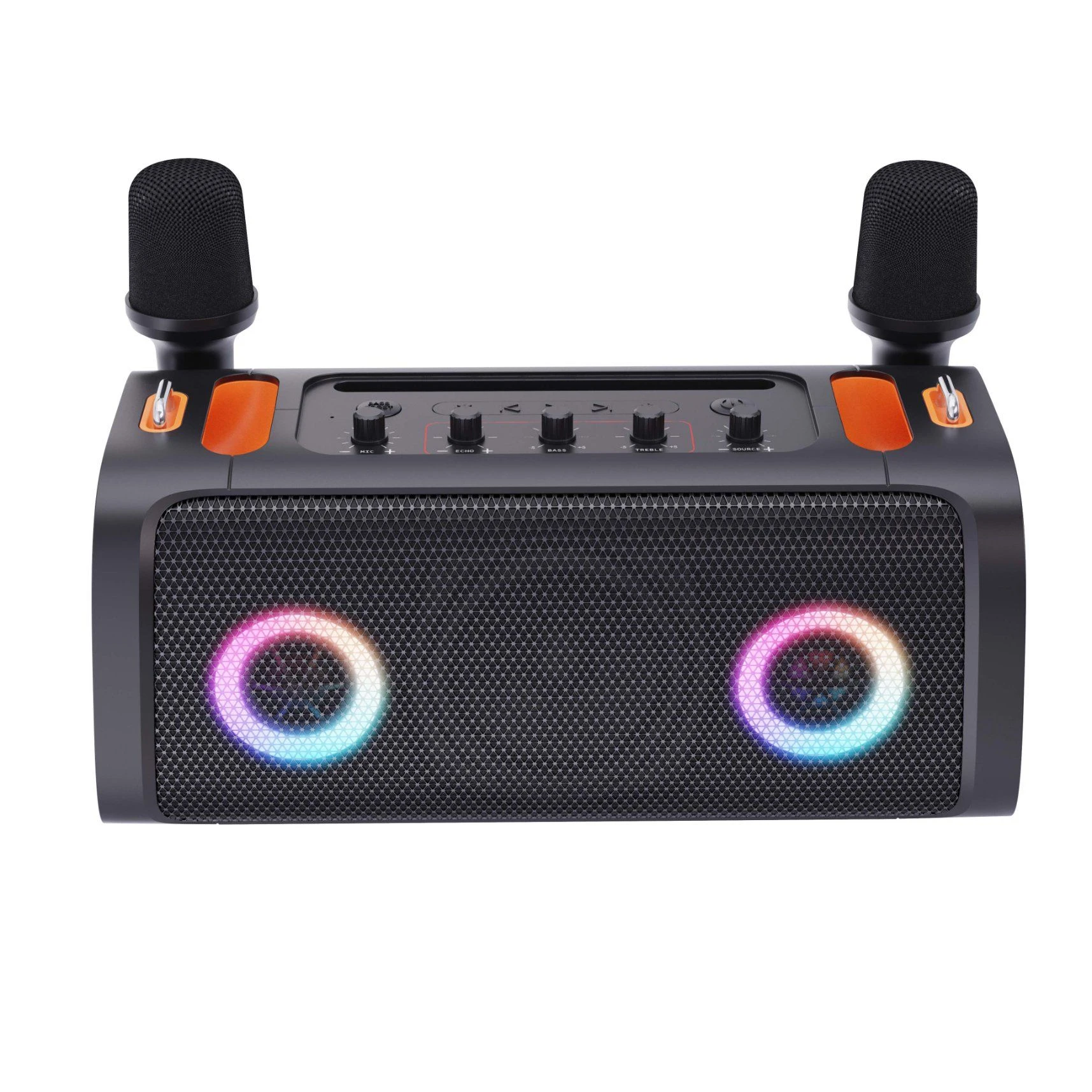 dual 4.5 Inch Professional Stereo Subwoofer Wireless Mic Karaoke Speaker HiFi Wireless Blue-Tooth Party DJ Loud Speakers
